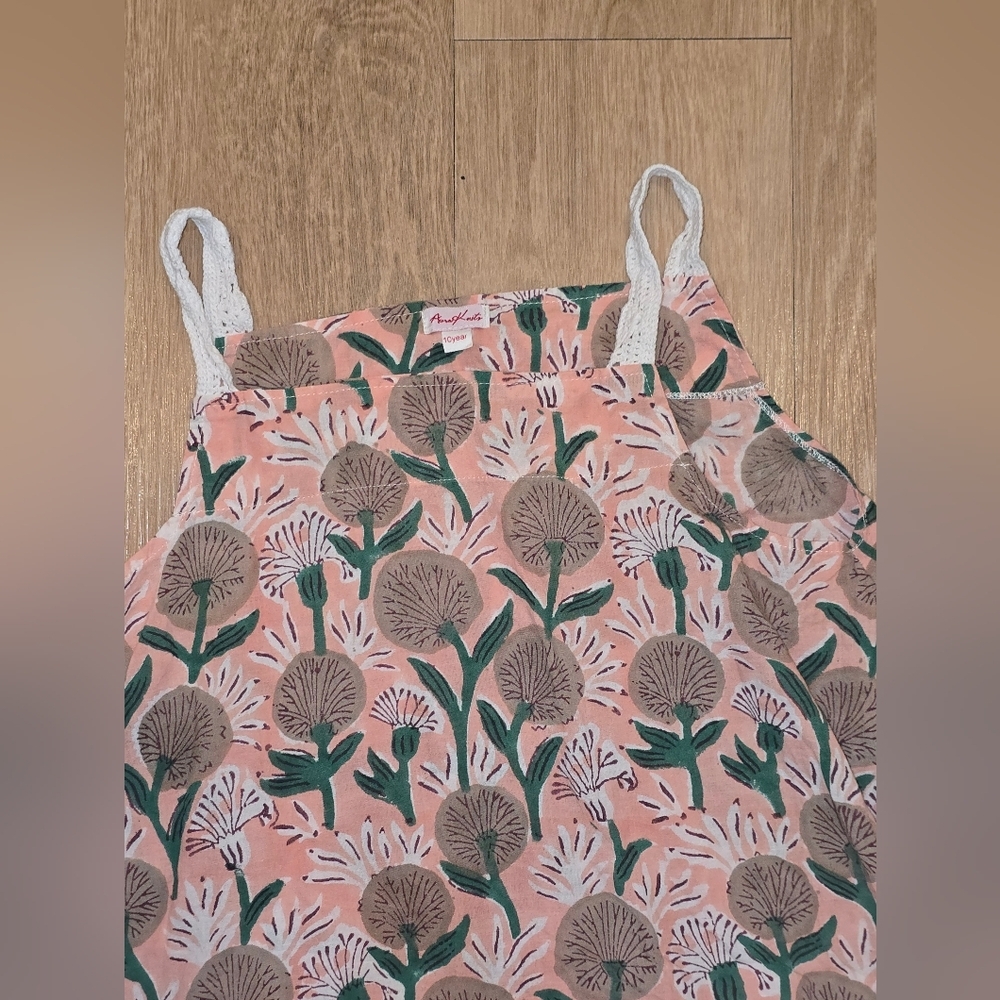 Aura Knit Two Piece Set, 10 Year, Tank Top And Pants, Pink Tropical Lounge Wear - Picture 6 of 10